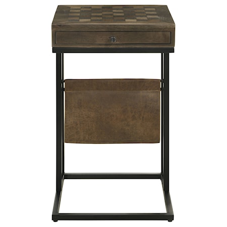 1-drawer Side Table With Leatherette Sling