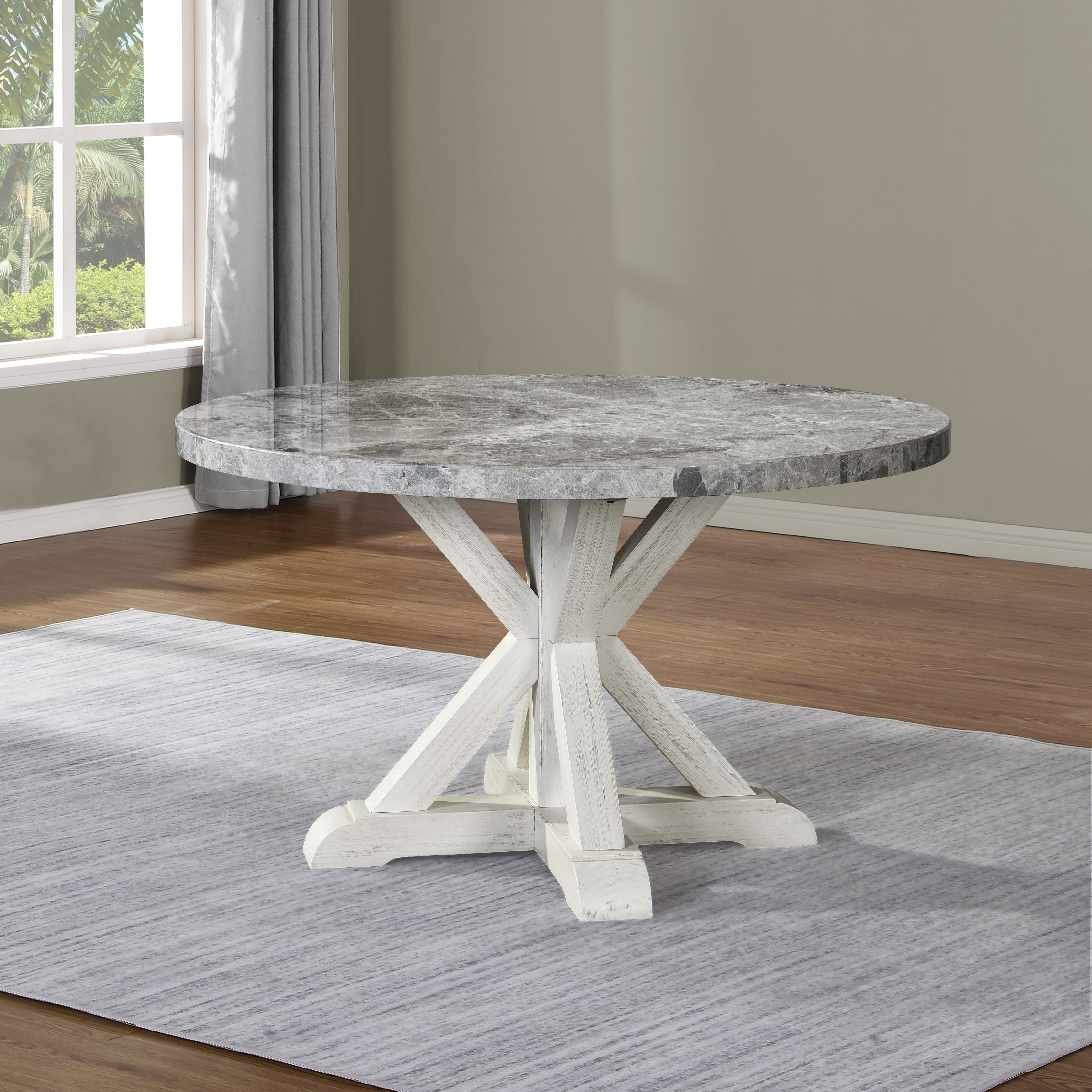 steve silver round marble dining table