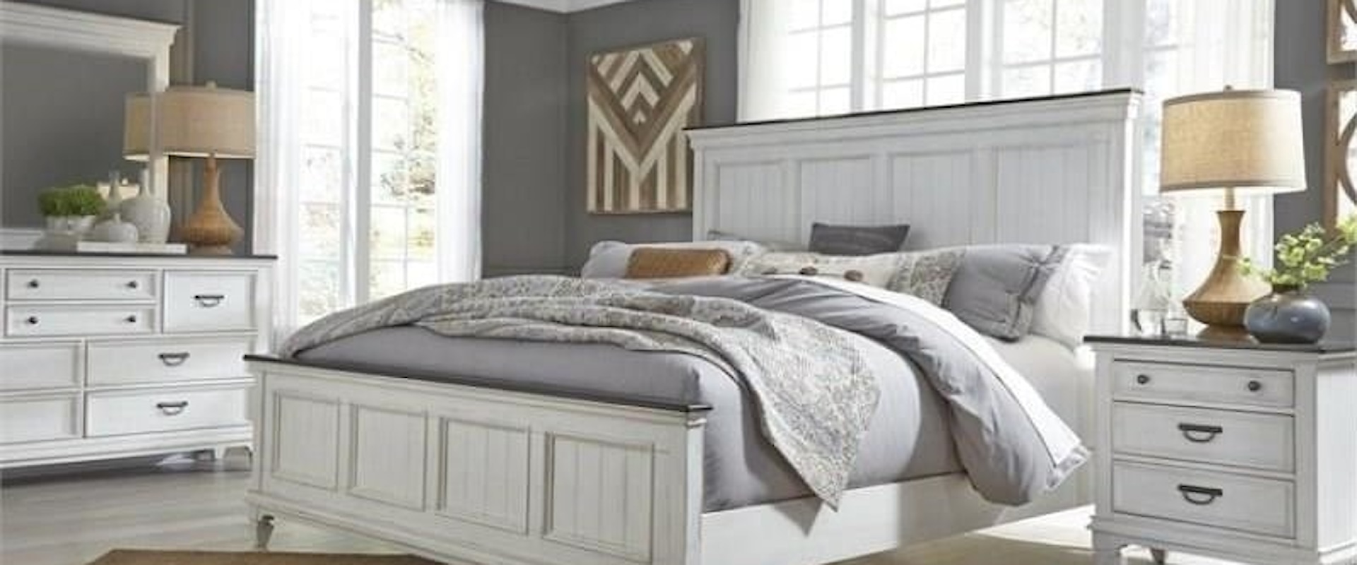 Cottage 4-Piece Queen Bedroom Group with Bead Molding