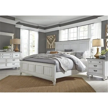 Cottage 4-Piece Queen Bedroom Group with Bead Molding