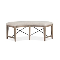 Transitional Curved Dining Bench with Upholstered Seat