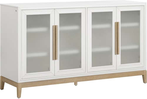 Farmhouse 4-Door Sideboard with 3-Way Touch Lighting
