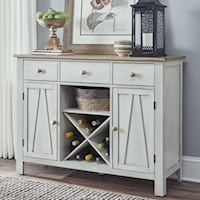 Transitional Two-Toned Server with Wine Rack