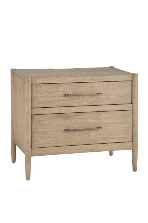Transitional 2-Drawer Nightstand with AC Outlets and Pathway Lighting