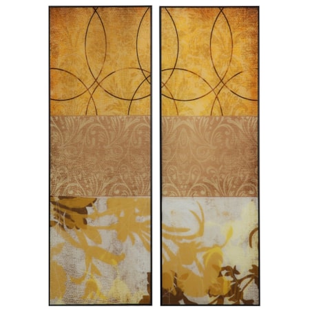 Set Of Two Framed & Reverse Printed On Glass