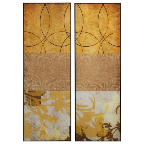 Set Of Two Framed & Reverse Printed On Glass