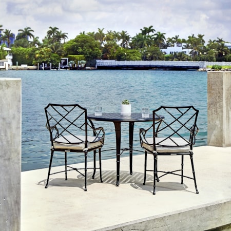 Cast Aluminum Bistro Set w/Umbrella Table