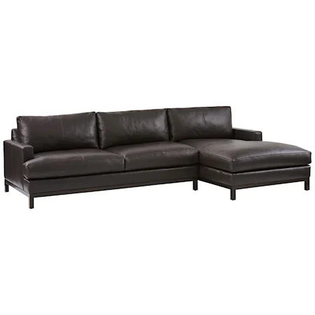 Horizon 2-Piece Leather Sectional Sofa with Bronze Metal Base & RAF Chaise