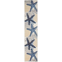 2'3" x 12' Blue/Grey Runner Rug