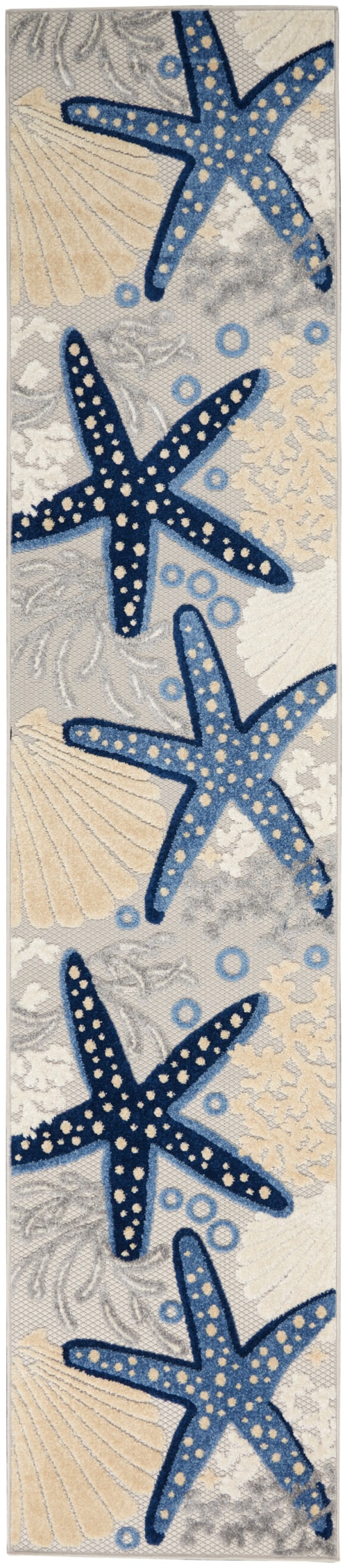 2'3" x 12' Blue/Grey Runner Rug