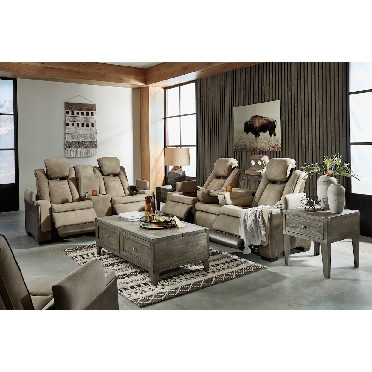 Signature Design by Ashley Furniture Next-Gen DuraPella Power Reclining Loveseat w/ Console