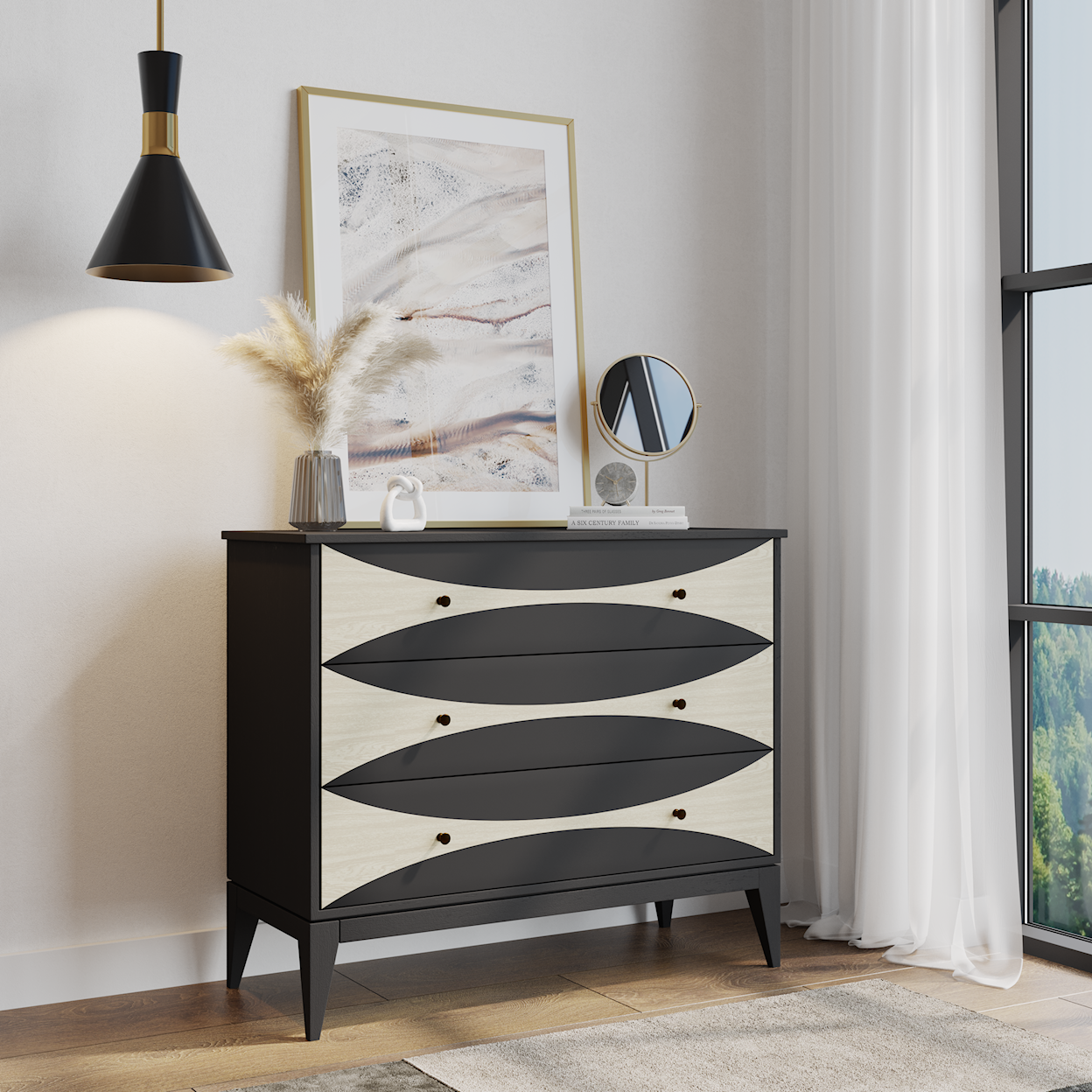 Accentrics Home Accents Contemporary Two-Tone 3 Drawer Chest