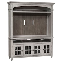 Farmhouse Entertainment Stand and Hutch with LED Lighting