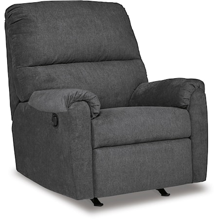 Contemporary Manual Recliner with Rocking Base