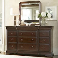 Transitional 12-Drawer Dresser and Storage Mirror Set