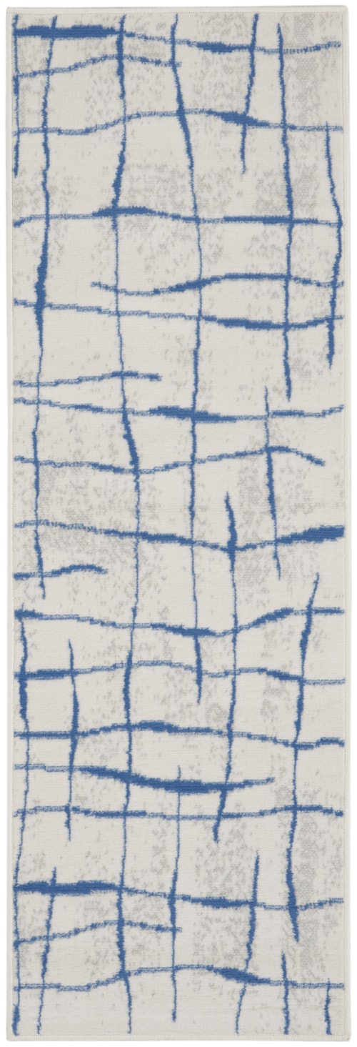 2' x 8' Ivory Blue Runner Rug