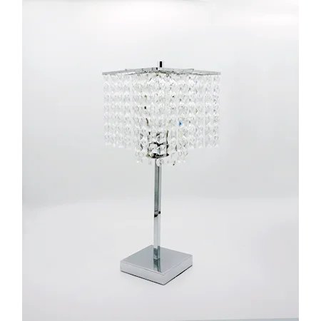 Chrome Table Lamp with Bead Shade