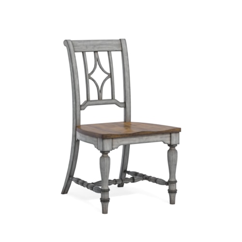 Relaxed Vintage Dining Side Chair with Diamond Patterned Seatback