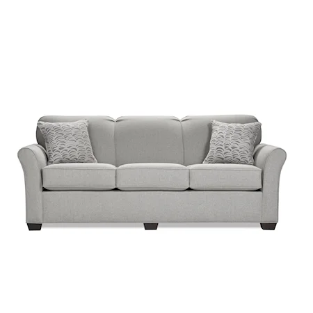 Casual 3-Seat Sofa with Tapered Arms and Legs
