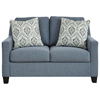 Contemporary Loveseat in Blue Fabric