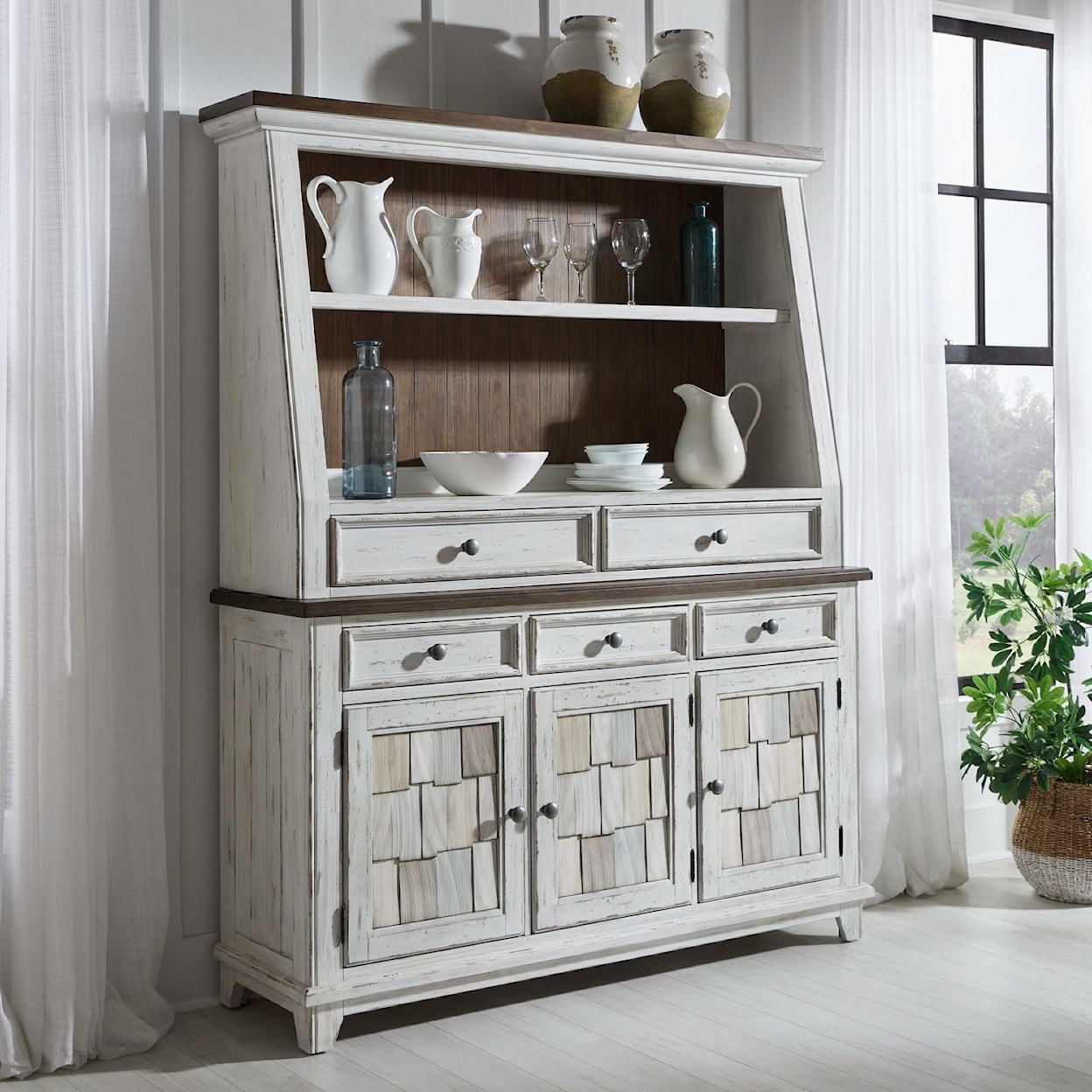 Liberty Furniture River Place 5-Drawer Server and Hutch