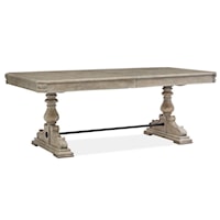 Transitional Trestle Dining Table with Two 16 Inch Butterfly Leaves