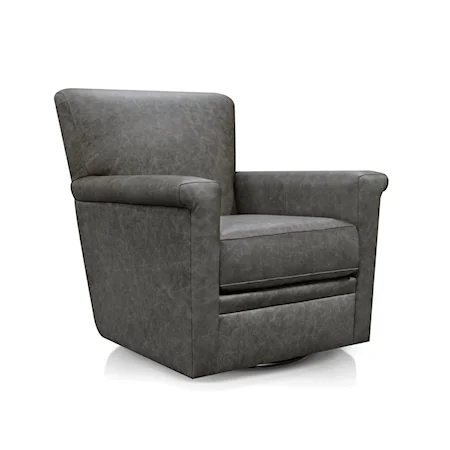 Contemporary Leather Swivel Glider Accent Chair