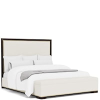 Contemporary Upholstered Queen Panel Bed with Footboard Storage