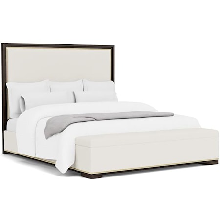 Contemporary Upholstered King Panel Bed with Footboard Storage