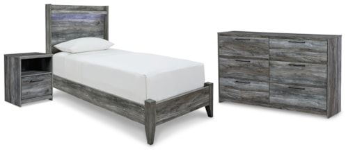 Twin Panel Bed, Dresser And Nightstand
