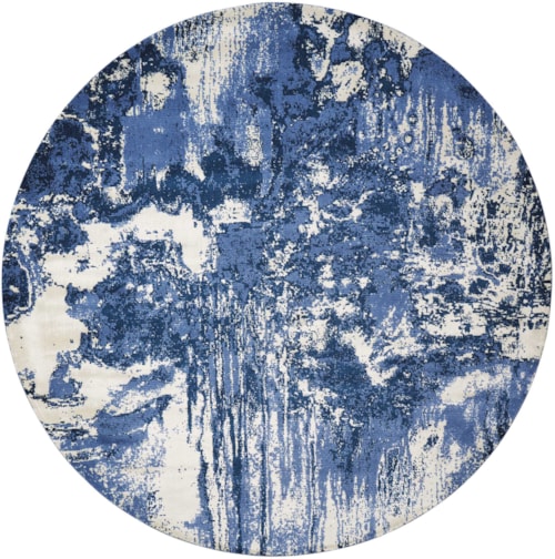 8'  Blue/Ivory Round Rug