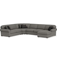Transitional 5-Piece Sectional Sofa with Cocktail Ottoman