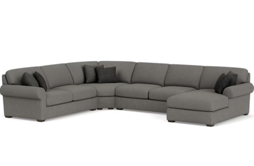 Transitional 5-Piece Sectional Sofa with Cocktail Ottoman