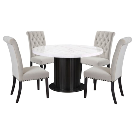 Sherry 5-piece Marble Top Dining Table Set