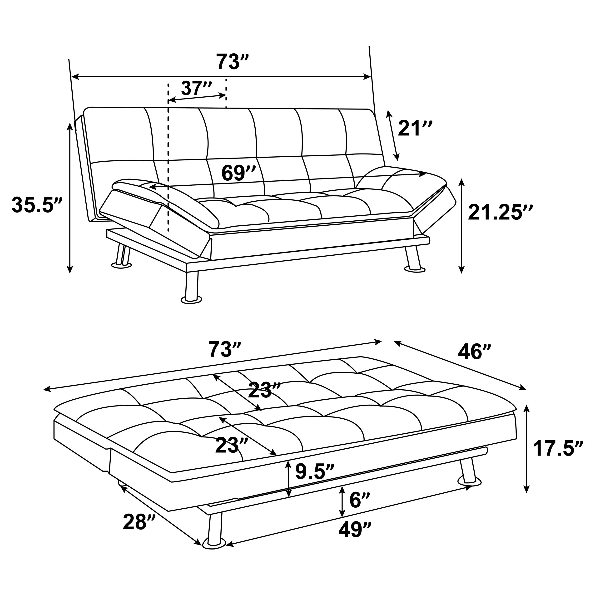 Coaster Dilleston 500096 Dilleston Upholstered Tufted Convertible Sofa ...