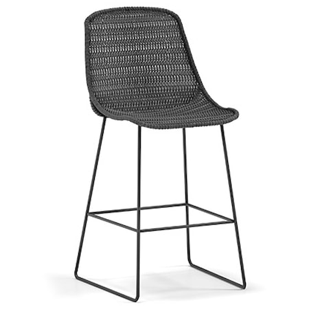 Modern Armless Woven Barstool