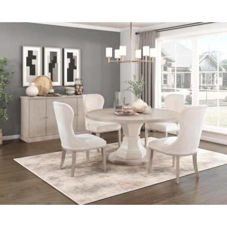 Contemporary 5-pc. Round Pedestal Dining Set