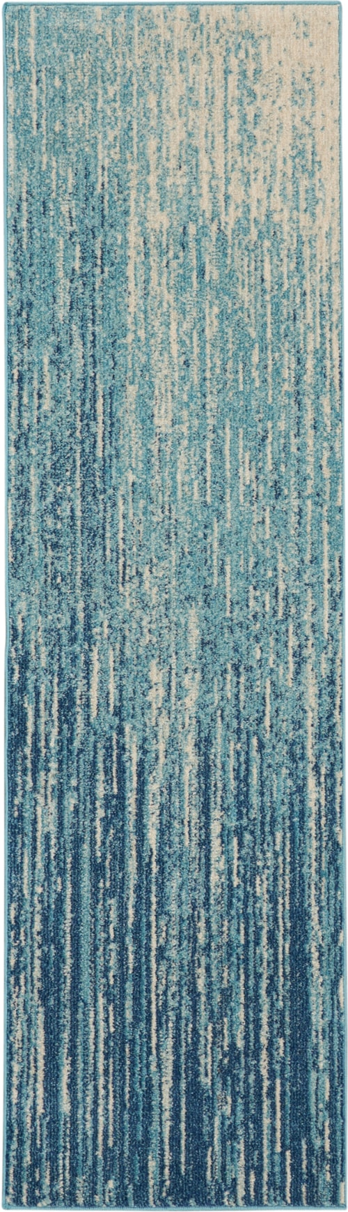 1'10" x 6' Navy/Light Blue Runner Rug