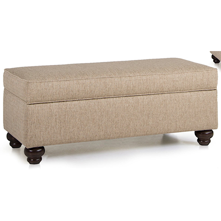 Rectangular Storage Ottoman with Turned Legs