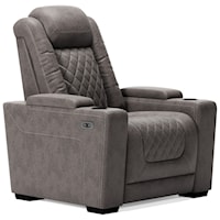 Faux Leather Power Recliner w/ Adj Headrest