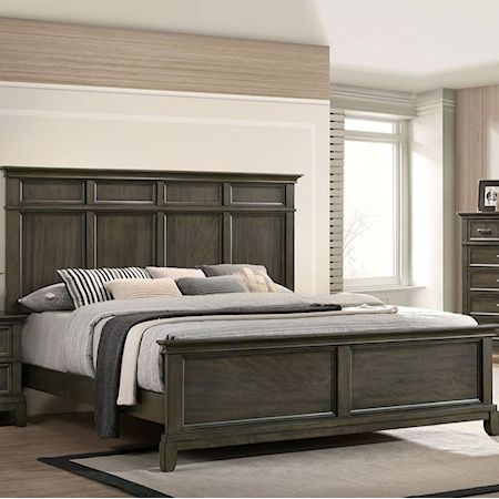 Traditional Queen Panel Bed with Crown Molding Details