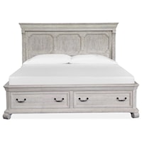 Cottage Style King Panel Bed with 2 Storage Drawers