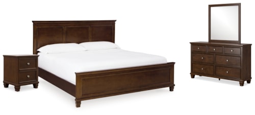 King Panel Bed, Dresser, Mirror And Nightstand