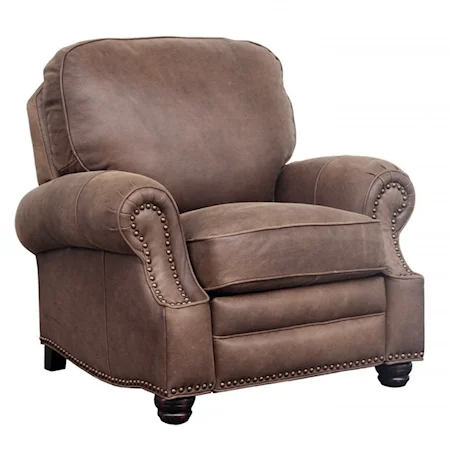 Traditional Push Back Recliner with Nailhead Details