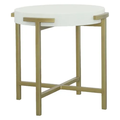 Contemporary Round End Table with Brass Legs