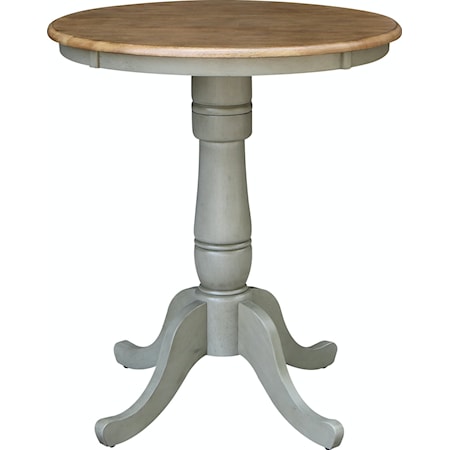 Transitional Round Table with Single Pedestal Base
