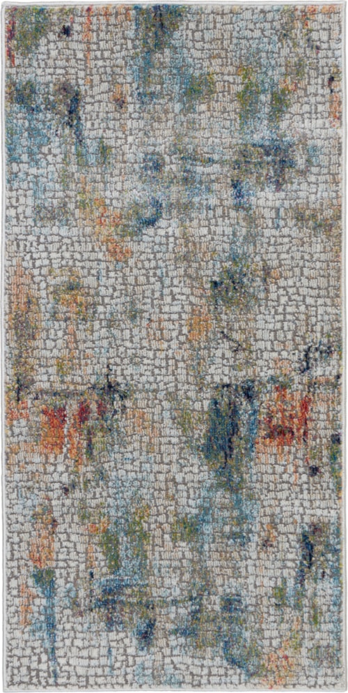 2' x 4' Ivory/Multicolor Rectangle Rug