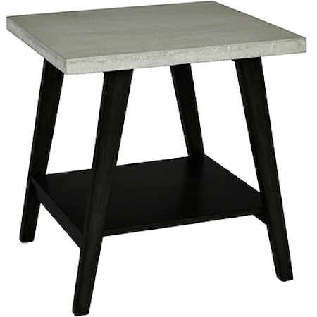 Transitional End Table with Concrete Textured Top