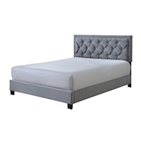 Contemporary Upholstered Queen Panel Bed with Button-Tufting
