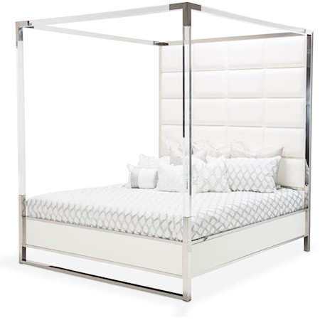Upholstered Queen Canopy Bed